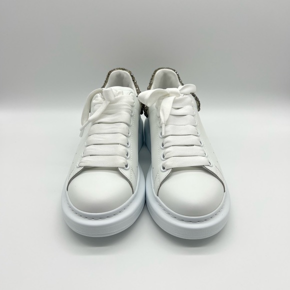 Alexander McQueen Larry Oversized Sneakers White Silver Crystals Size 37 US 7 - Picture 4 of 10